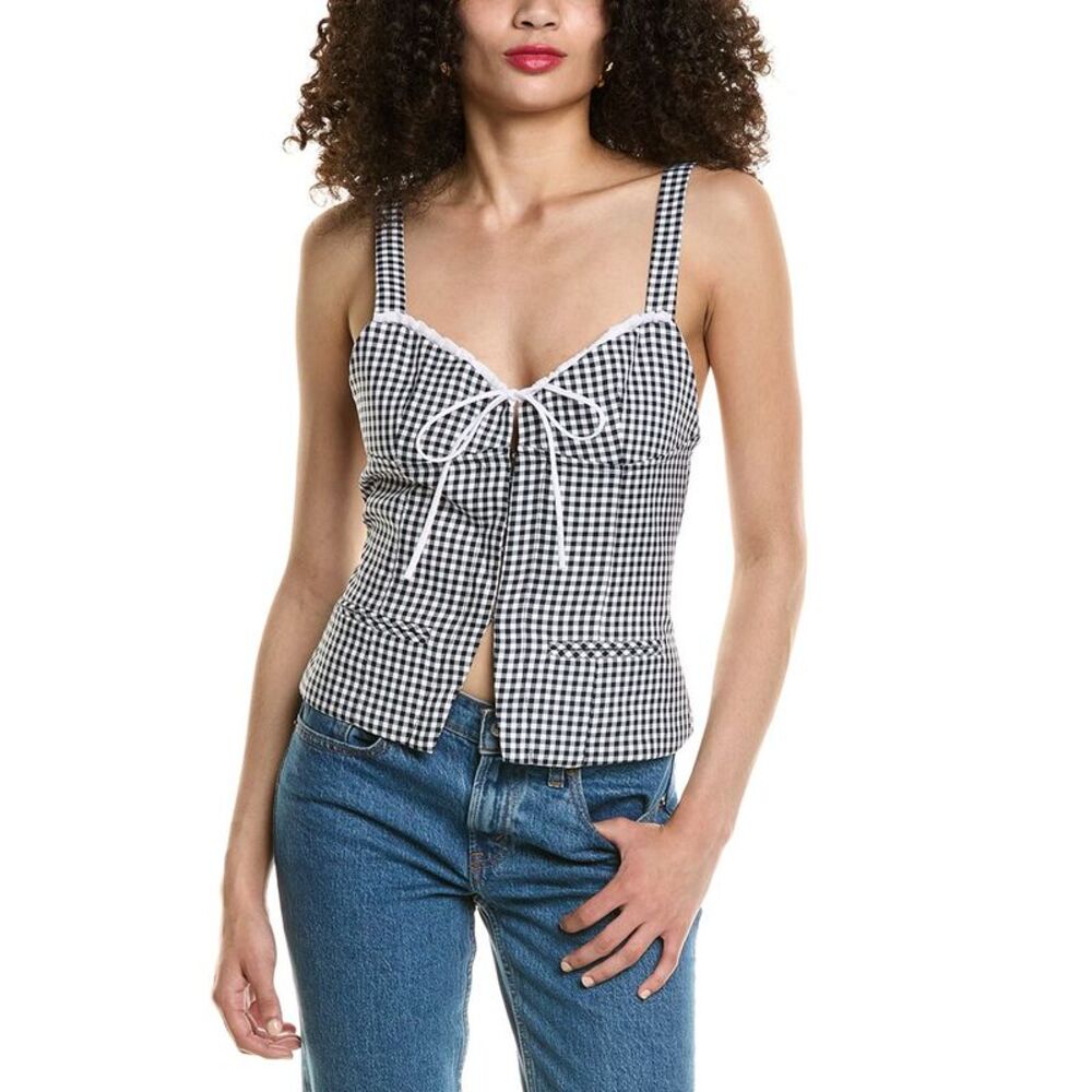 Colette Rose Womens  Tie Front Top, Black